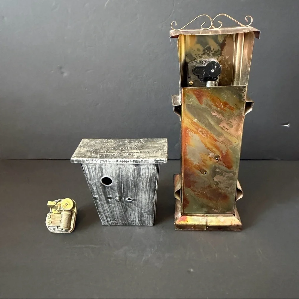 Share Berkeley Designs Metal Grandfather Clock Music Box Silver Tin Piano - READ